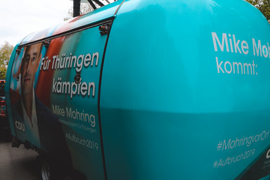 Turquoise foiling of the EggStreamer, election campaign for Mike Mohring Image 5