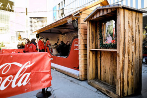 Wooden Coca-Cola Christmas Strand and a sleigh