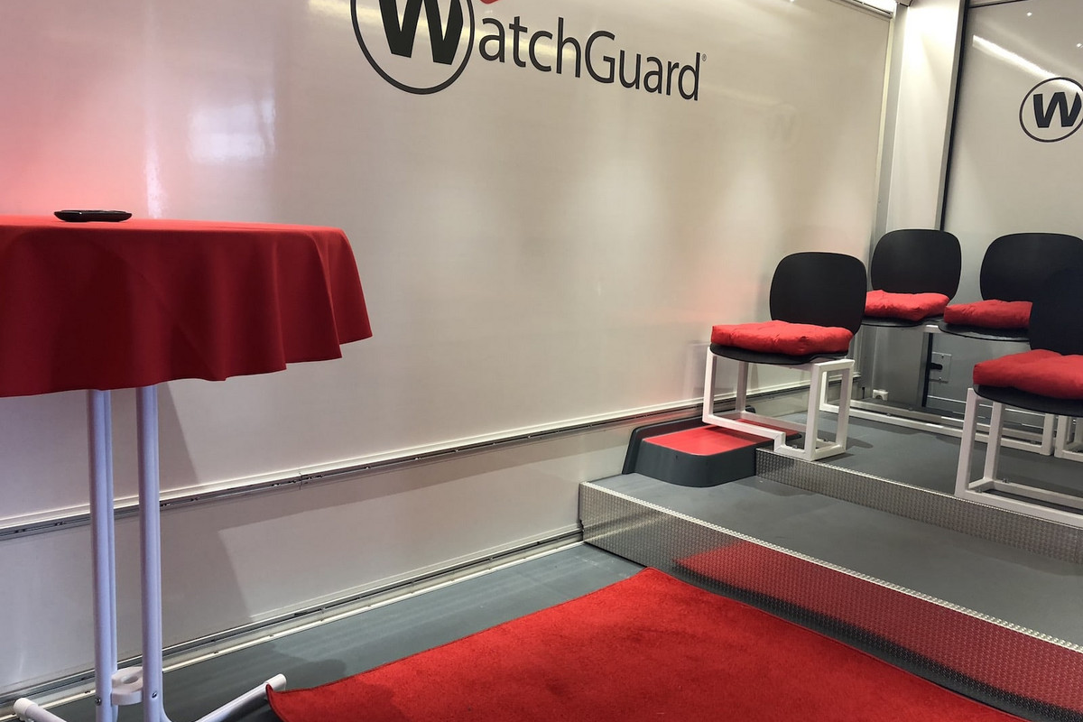 Interior with a desk and chairs for the Watchguard InfoWheels